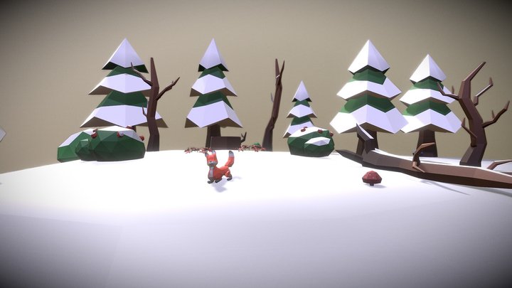 Fox Diorama 3D Model