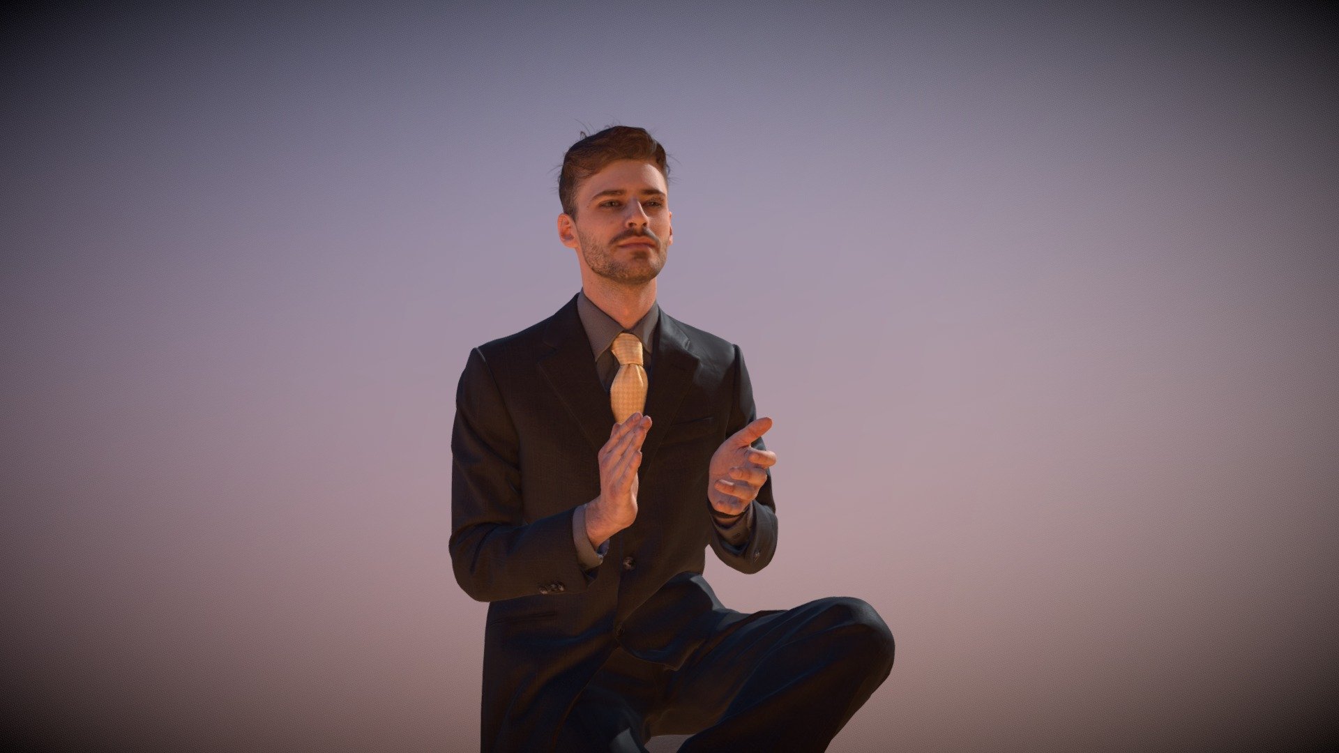 Elegant Business Man Sitting Peter Clapping