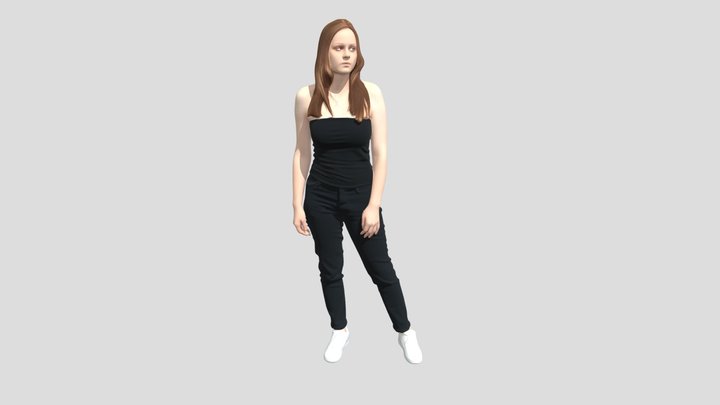 Casual Redhead in a Black Tube Top and Jeans – Modelo 3D gratuito STL