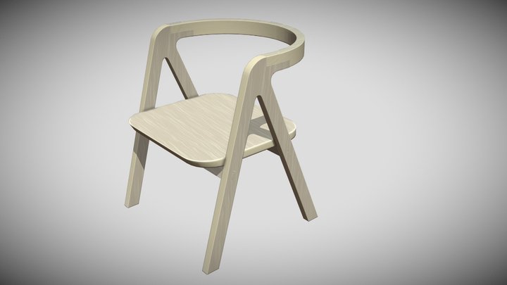 Plywood designer chair. Middle poly 3D Model