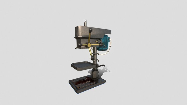 Pillar Drill Low Poly 3D Model
