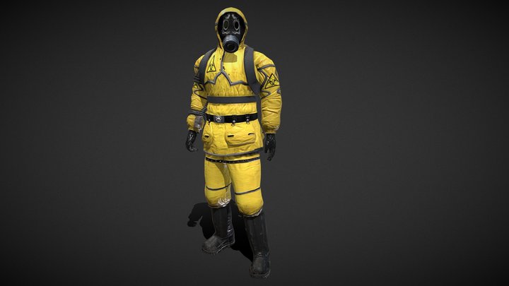 Man In Protective Hazmat Suit 3D Model