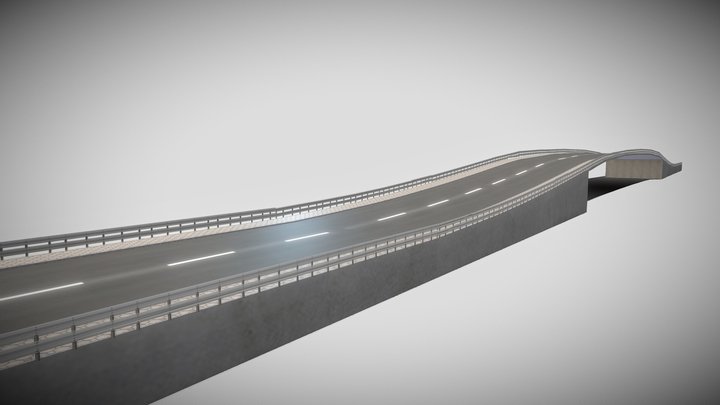 Modern Urban Flyover (Lowpoly) 3D Model