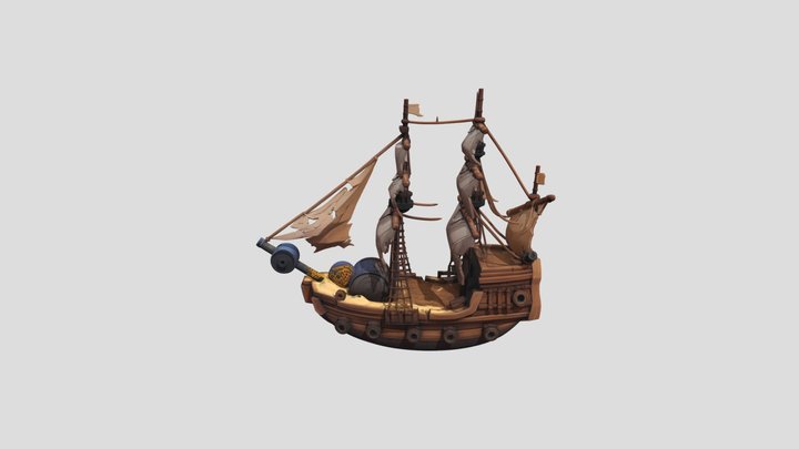 Black Raven Pirate Ship 3D Model