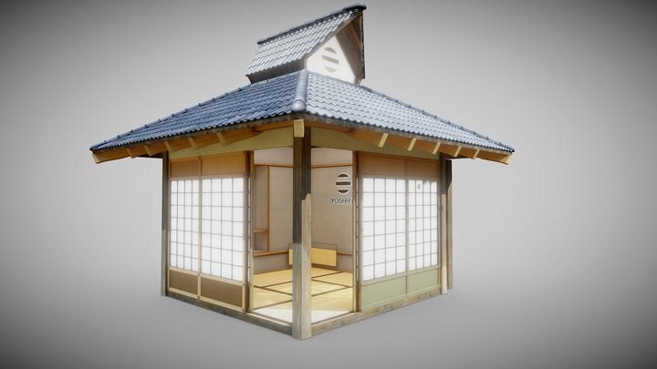 Japanese matcha tea preparation guest room 3D Model