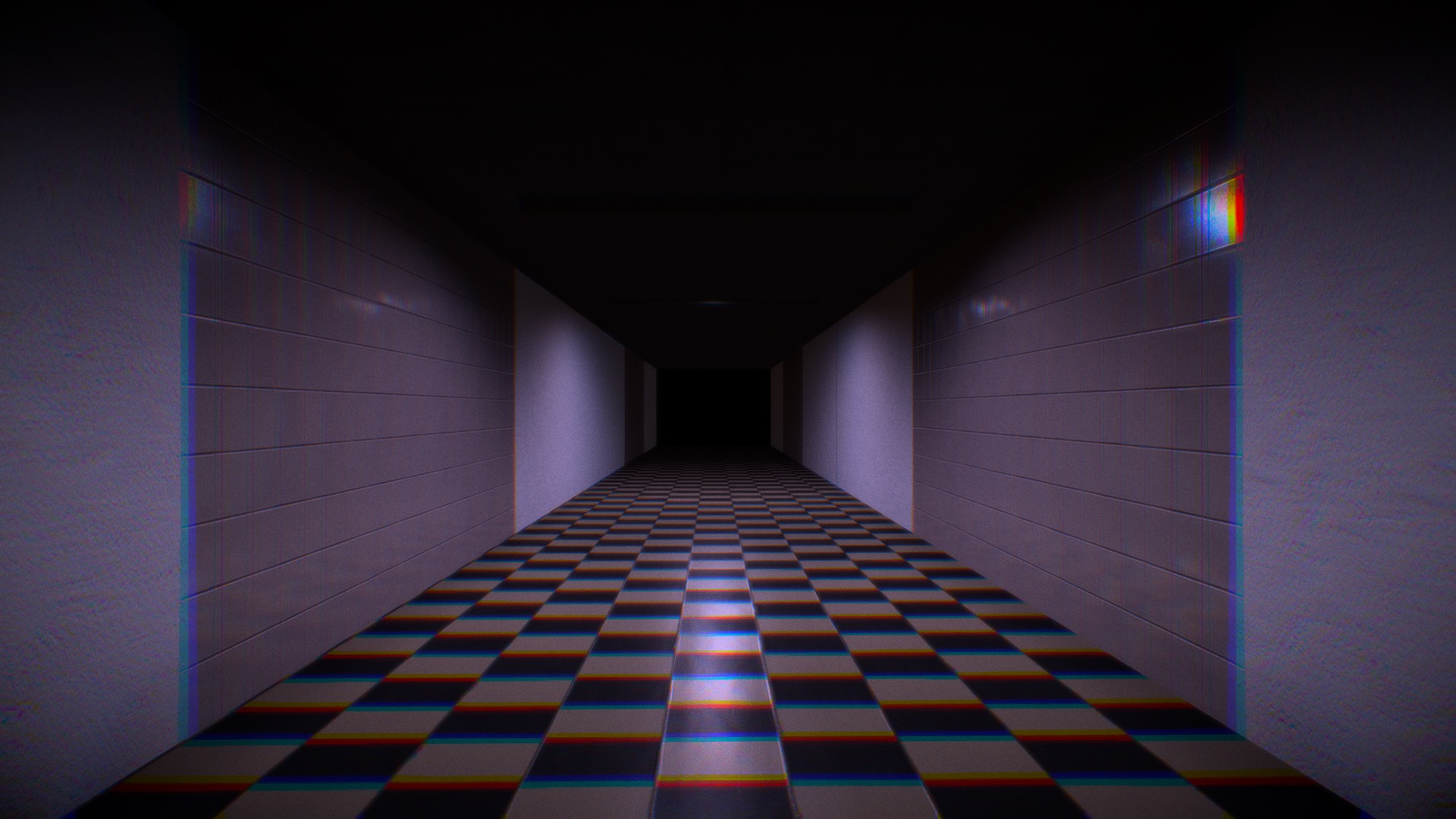 3D model Under Pass - This is a 3D model of the Under Pass. The 3D model is about a hallway with colorful lights.