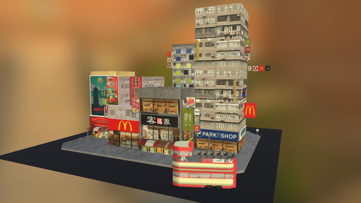 (Hong Kong City Low Poly) 3D Model