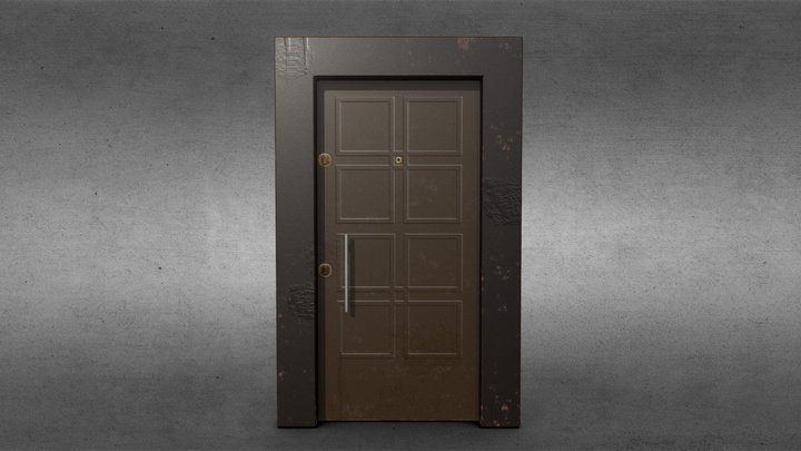 Steel House Door (Rusty) 3D Model