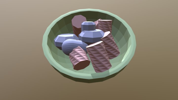 Cartoon Food Bowl 3D Model