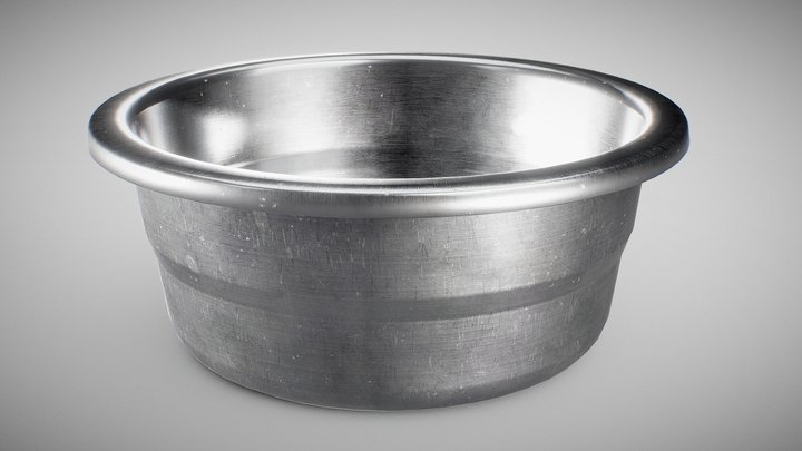 Used stainless bowl kitchen dishes 3D Model