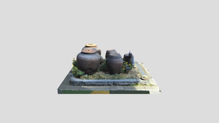 Garden with pots 3D Model