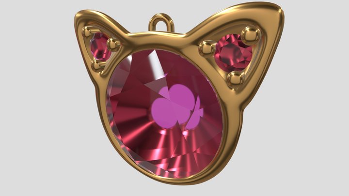 Kitty Diamond Pendant 3D Model