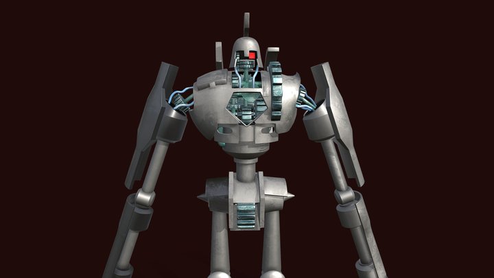 Grey Ancient Gear Golem 3D Model