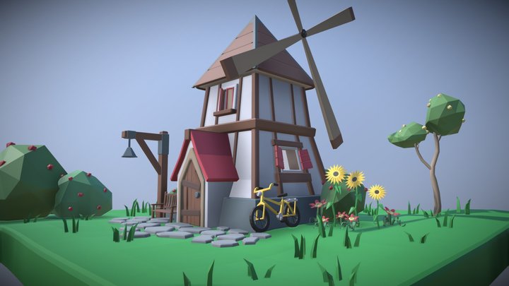 Windmill. New Old Destroyed. XYZ destruction HW. 3D Model