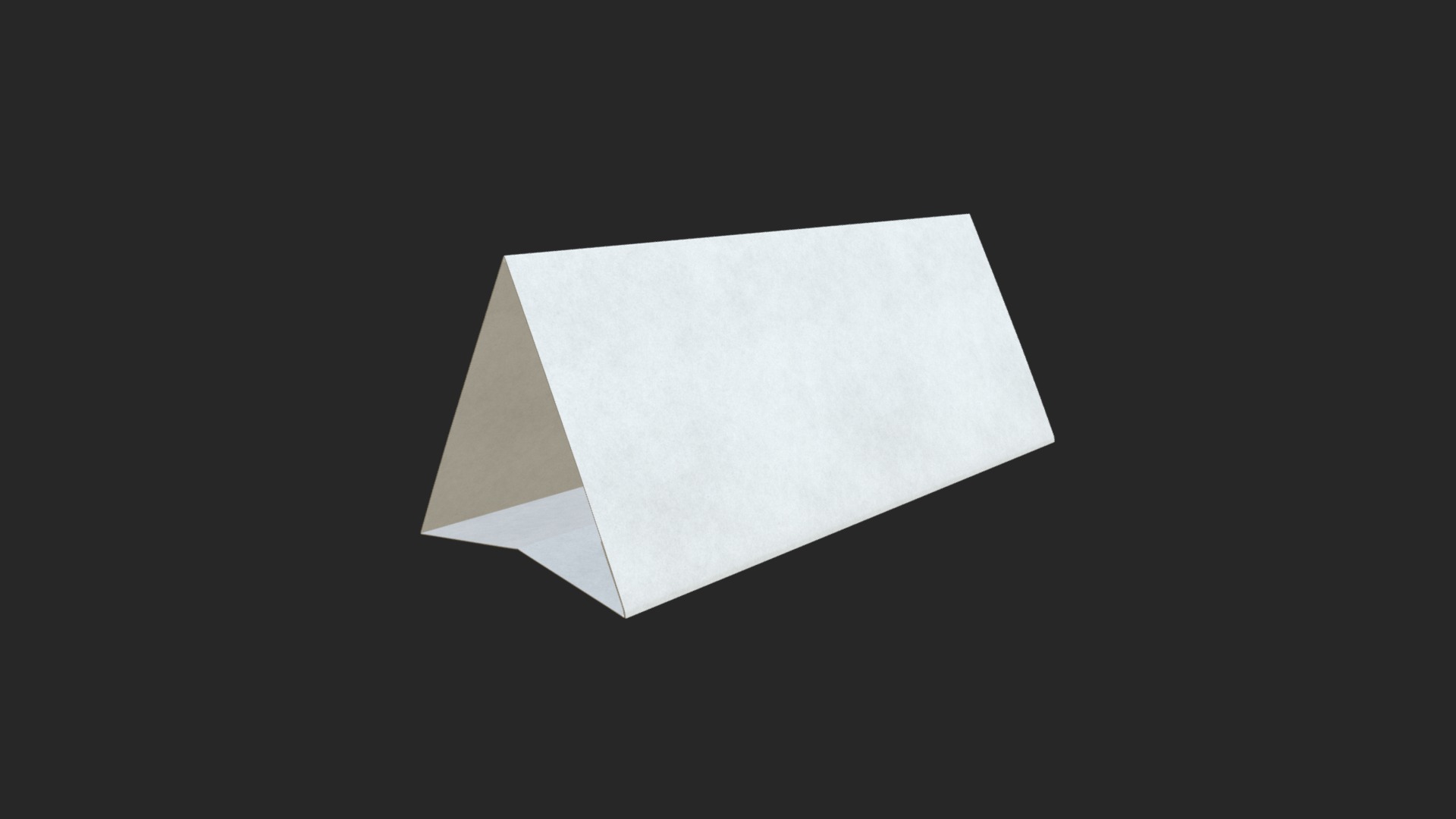 3D model Table tent template 7 - This is a 3D model of the Table tent template 7. The 3D model is about a white paper on a black background.