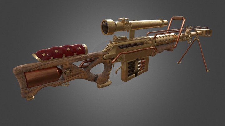 Steampunk Sniper Rifle 3D Model