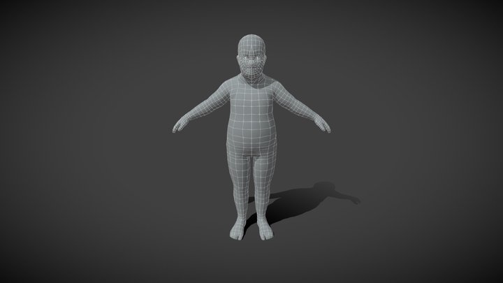 Fat Boy Kid Child Body Base Mesh 3D Model 3D Model