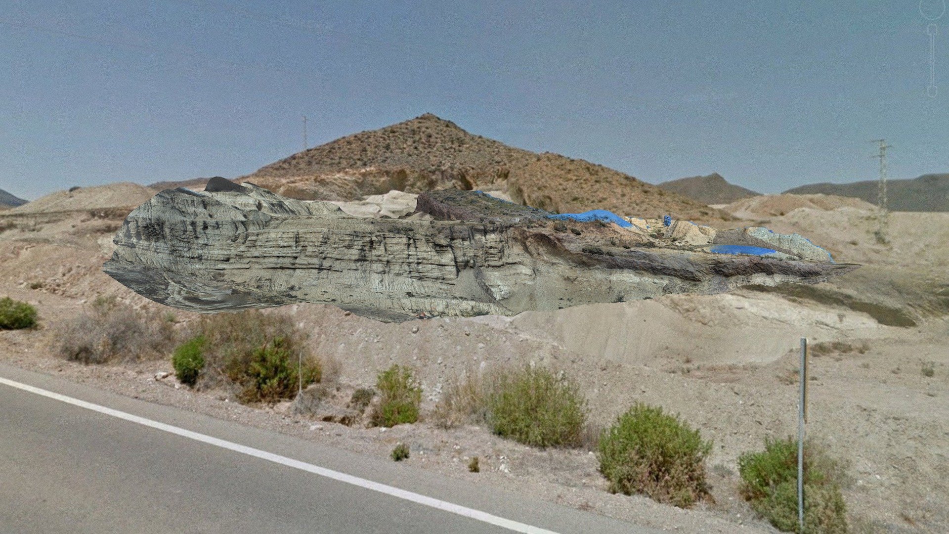 Pyroclastic deposits and fault contact, Spain