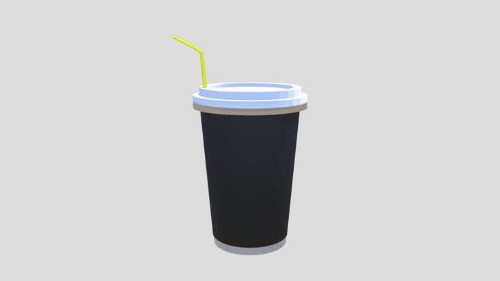 Low poly coffee cup with straw