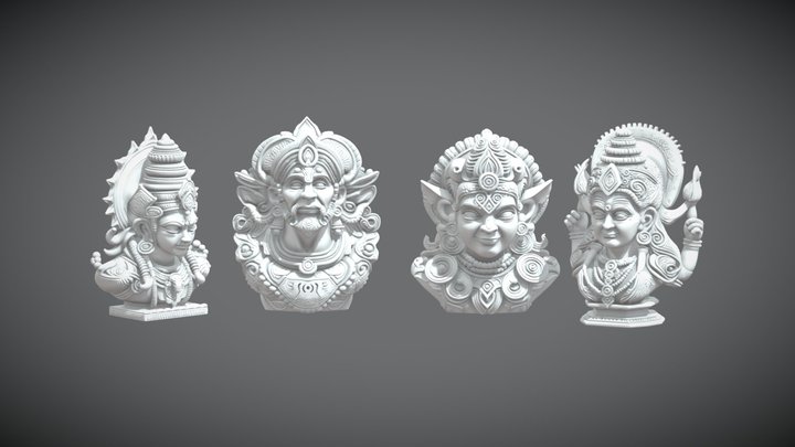 Divine Deity Bust Collection 3D Model