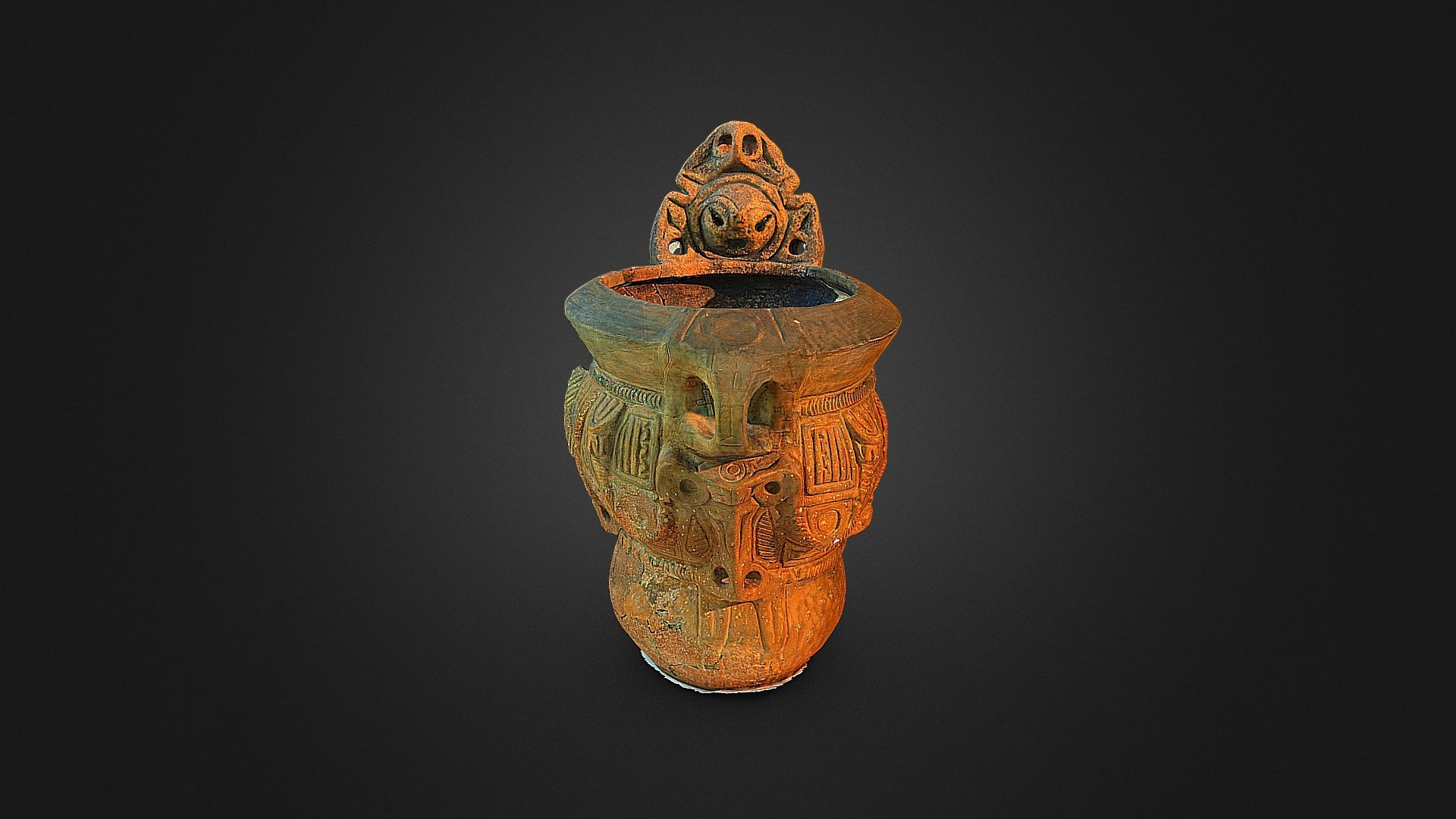 顔面把手付深鉢形土器（箕輪町丸山遺跡）観察記録3Dモデル Pottery - 3D model by arakiminoru  (@arakiminoru) [855421f]