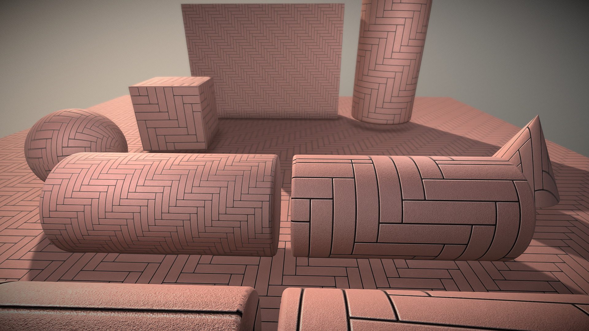 3D model Cobblestone 13 (Fishbone) Texture Set (33) - This is a 3D model of the Cobblestone 13 (Fishbone) Texture Set (33). The 3D model is about a group of couches.