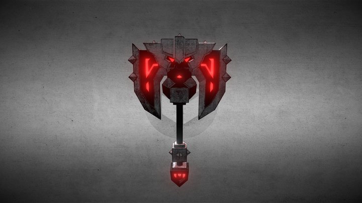 Black Iron dwarf axe 3D Model