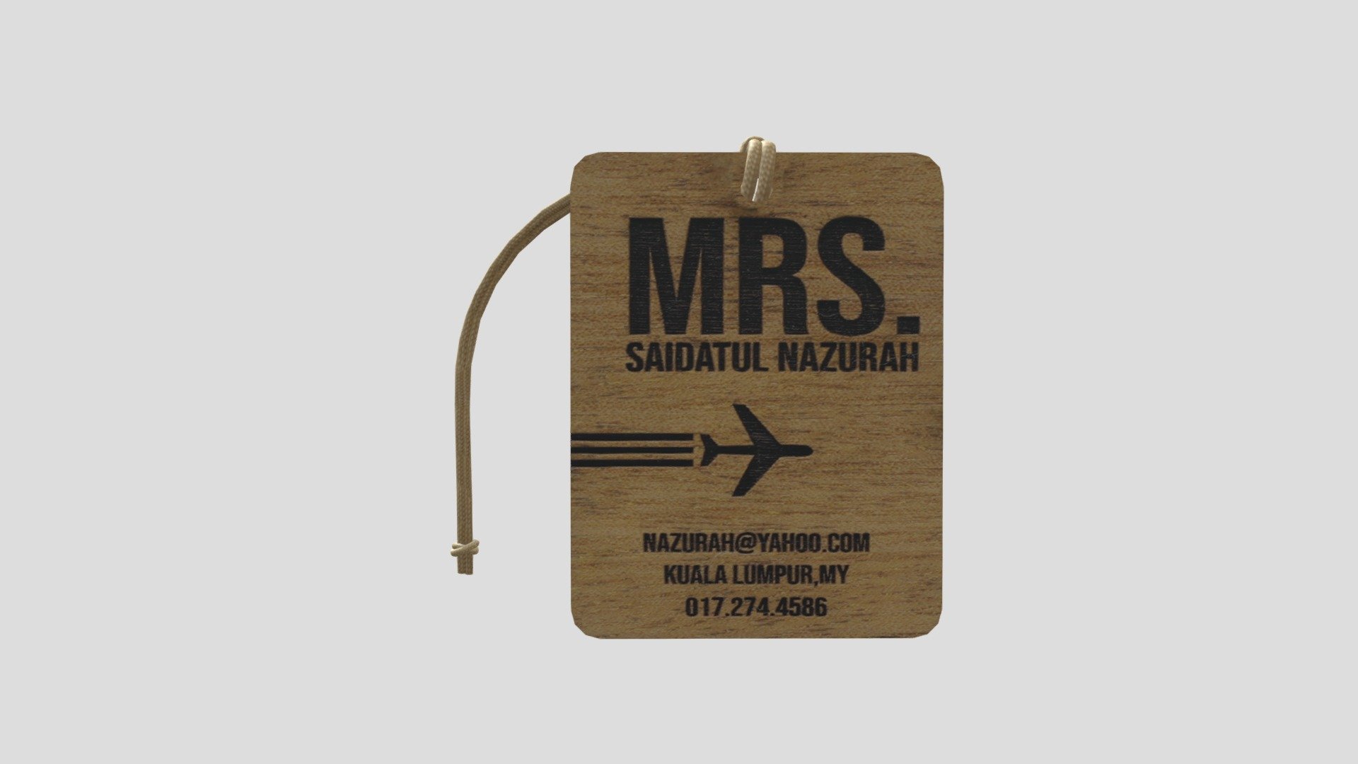 LUGGAGE TAG KAYU — Sketchfab embed 3D viewer