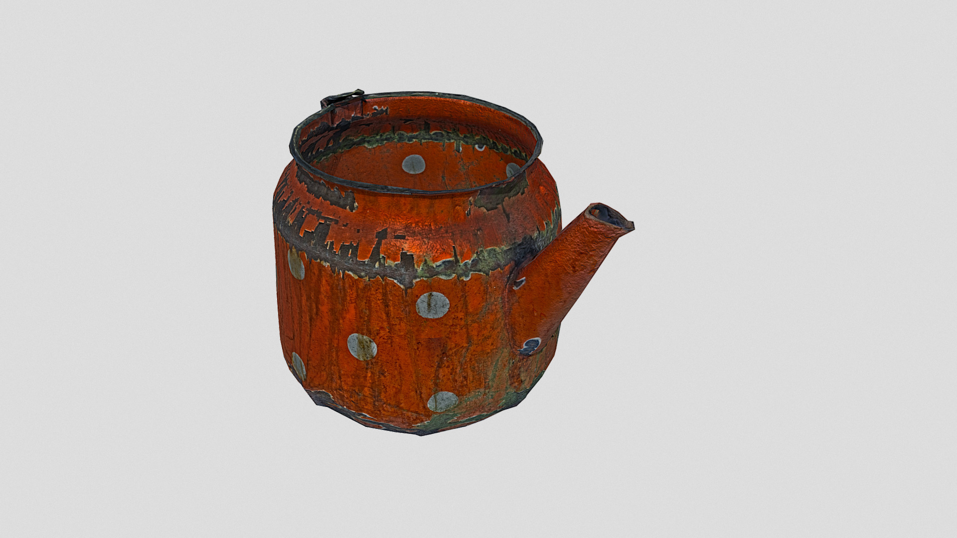 3D model Tea Kettle broken - This is a 3D model of the Tea Kettle broken. The 3D model is about a red and gold object.