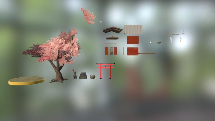 Japanese Shrine Modullar Set 3D Model