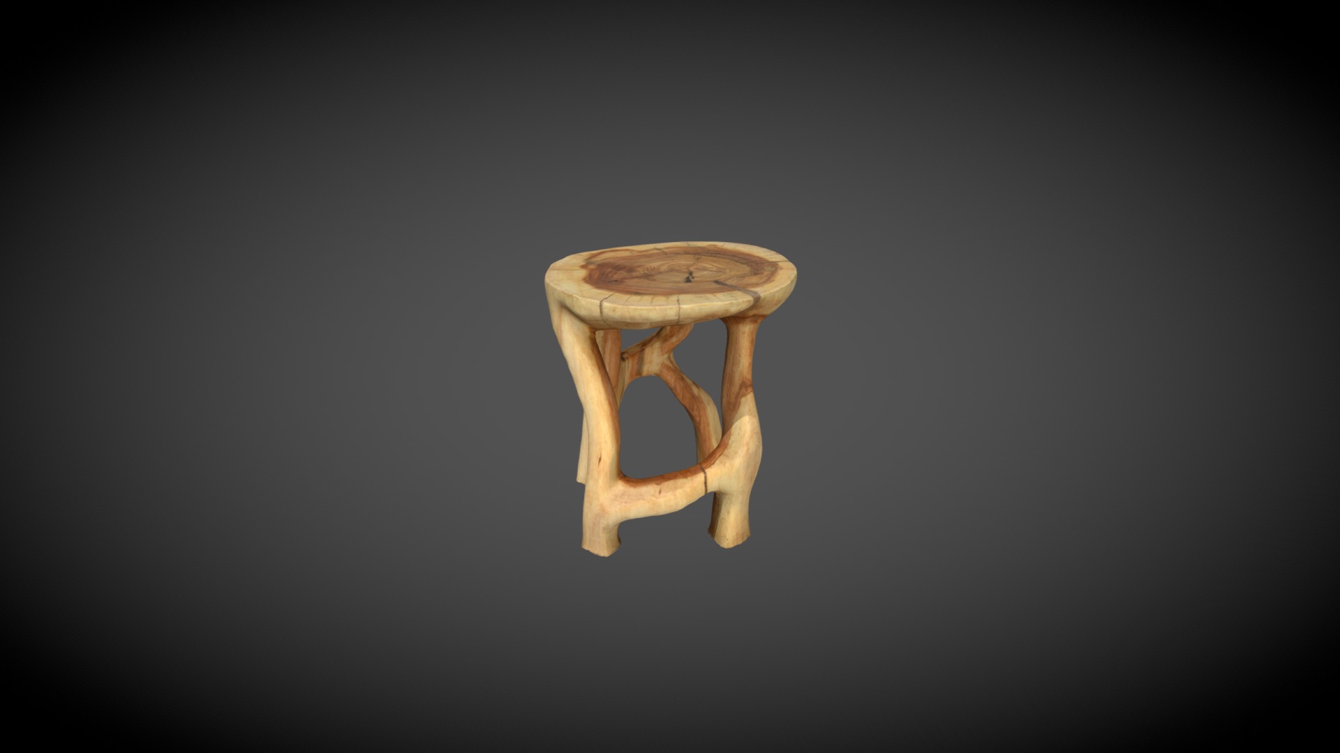 3D model Unique sculptural tabouret - This is a 3D model of the Unique sculptural tabouret. The 3D model is about a wooden chair on a black background.