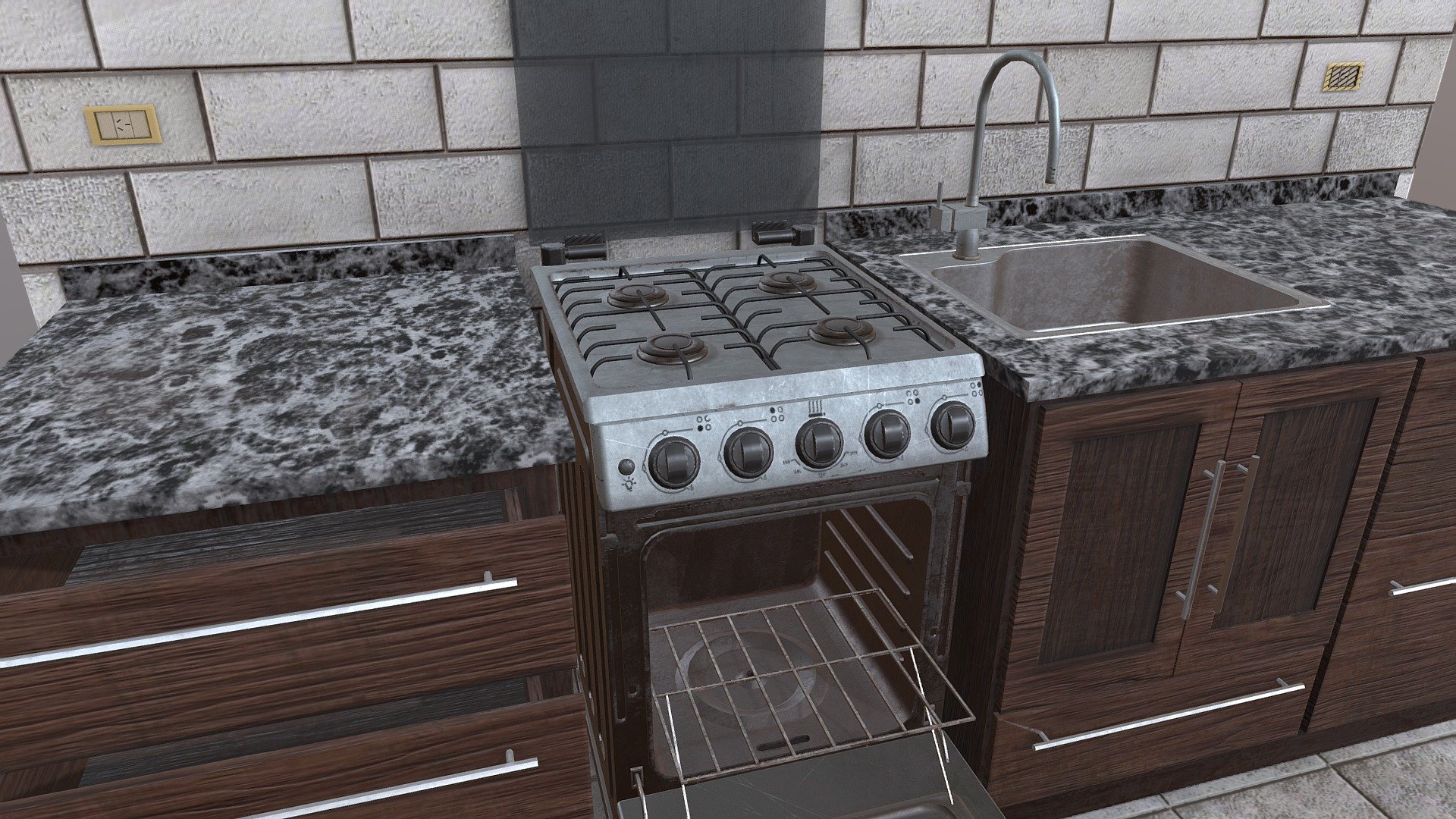 Dirty Kitchen - 3D model by maurobernas (@maurobernas) [8570a47]