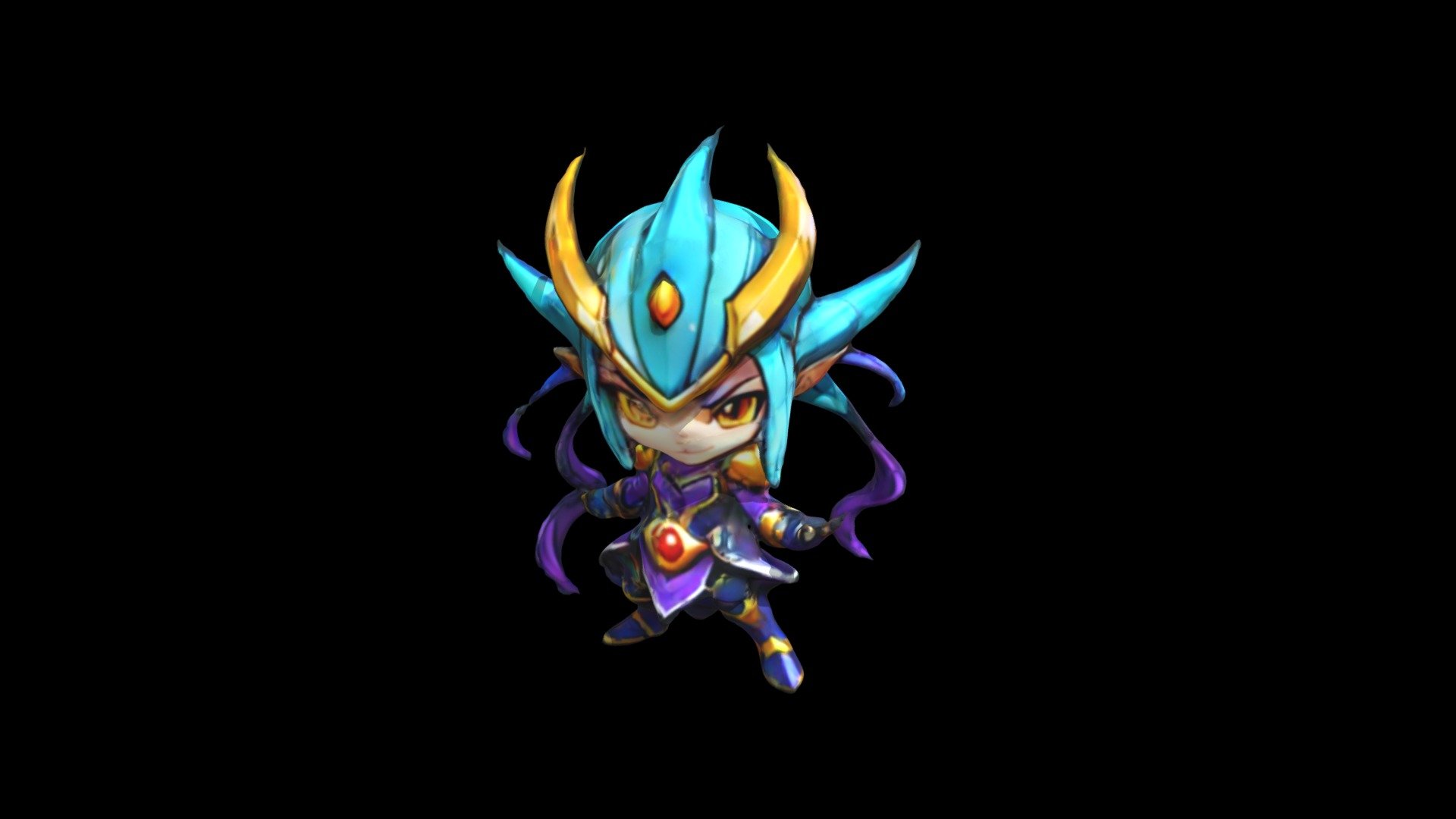 a cartoon character with horns and a blue hel - Download Free 3D model ...