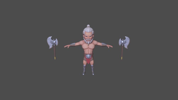 Stylized Barbarian rigged PBR Low-poly 3D Model
