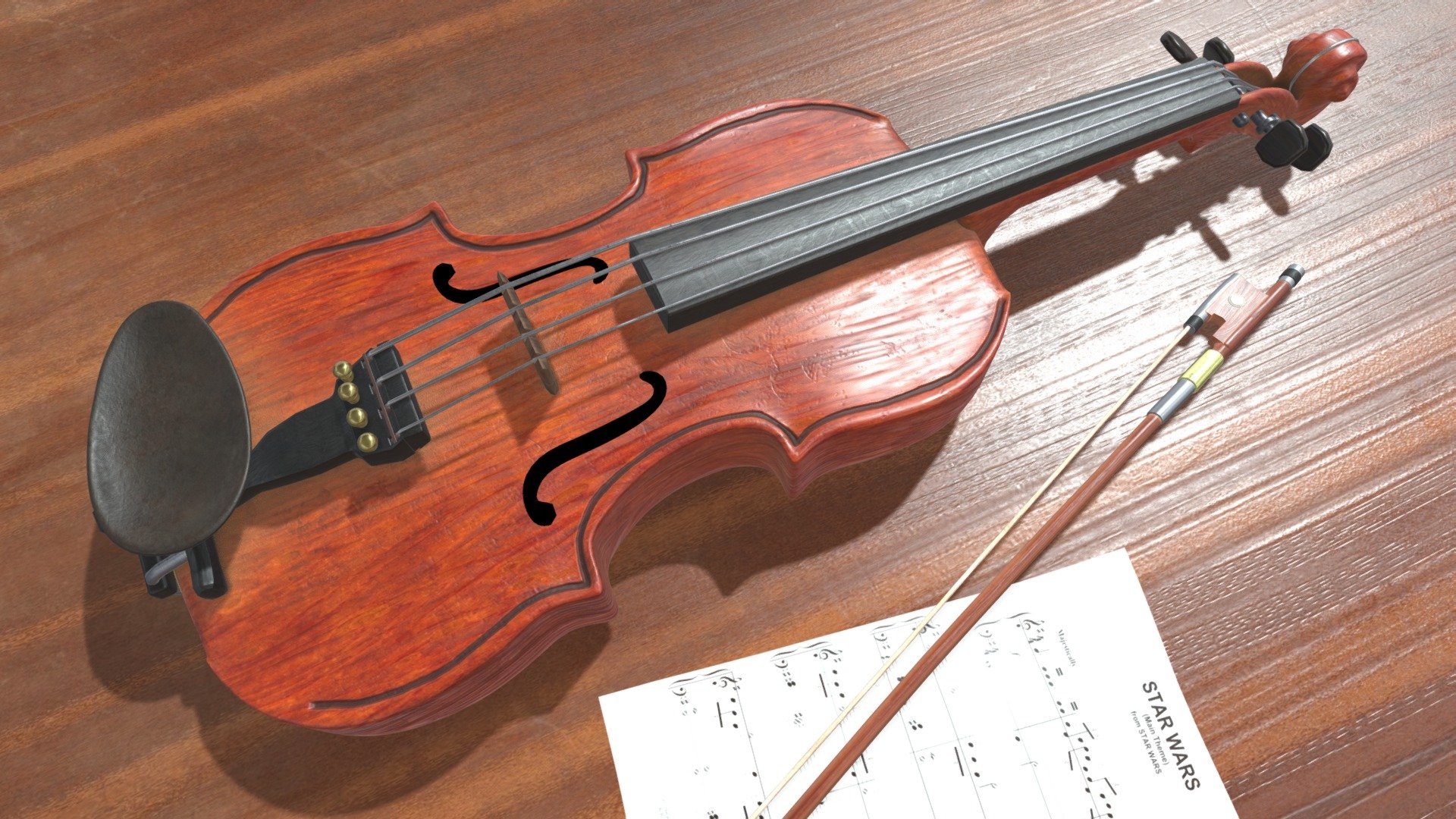 Violin and bow - 3D model by Francisco Meyer (@panchom15) [8579dfe ...