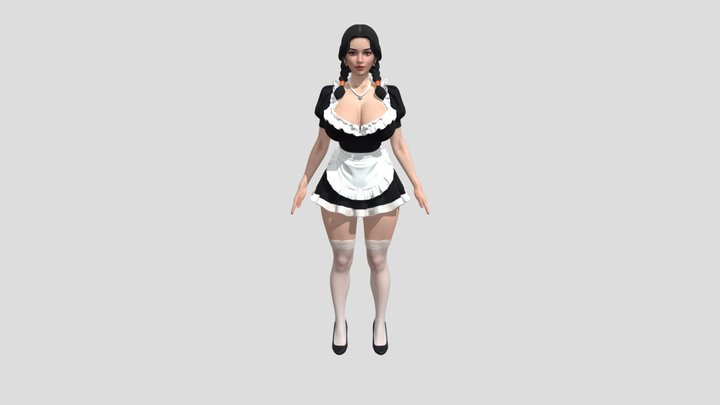 Classic French Maid Costume 3D Model