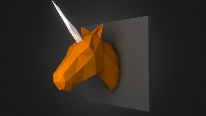 Unicorn Head - 3D papercraft model 3D Model