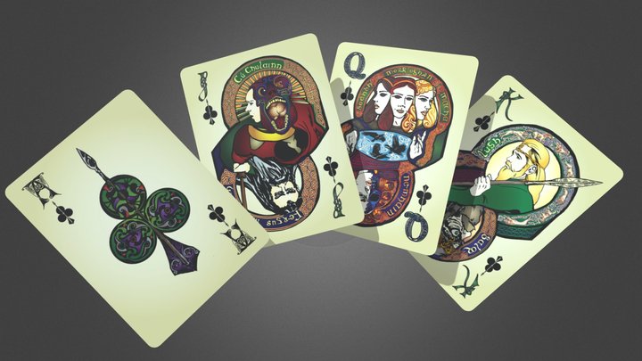 Celtic Myth Playing Cards: the Court of Clubs 3D Model
