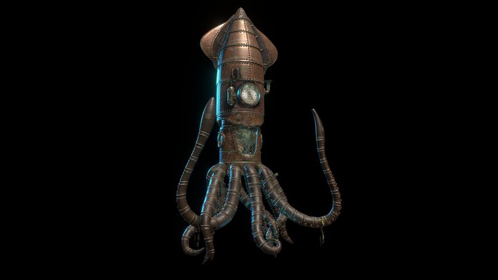 Steampunk Squid Submarine 3D Model