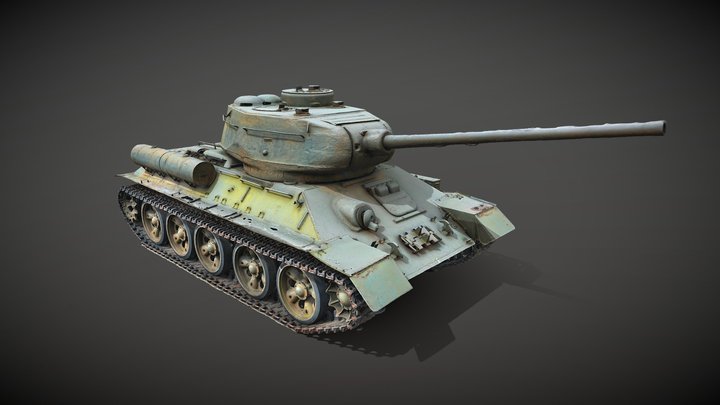 Tank T-34-85 (Realistic raw scan) 3D Model