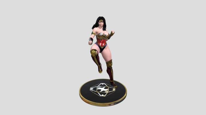 Golden Amazon Warrior 3D Model