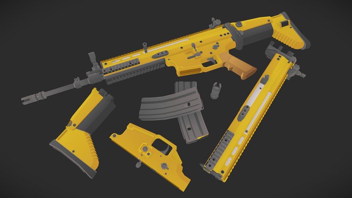 Stylized FN SCAR-L 3D Model