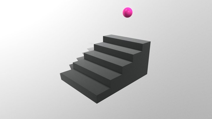 Ball Bouncing Down Stairs (Animation) 3D Model