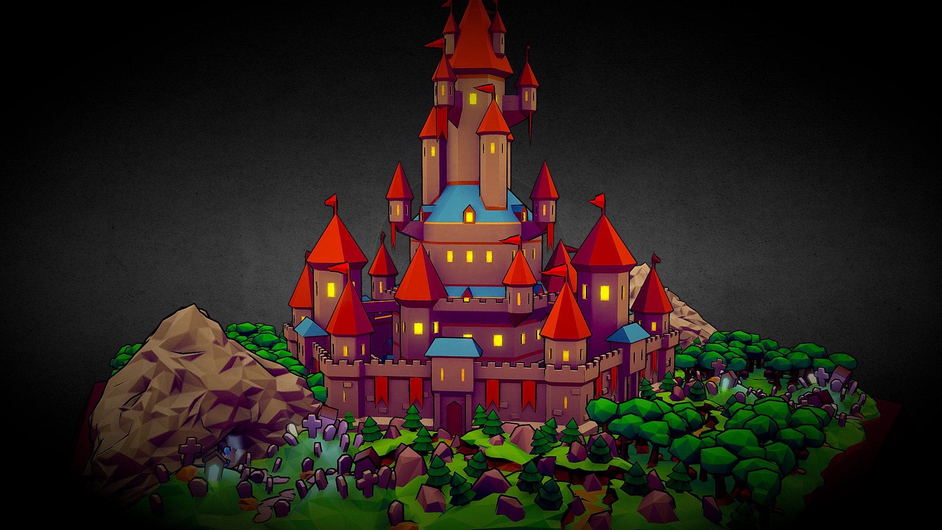 Stylized Castle And Landscape 3d Model By Tocogamescom 858dedb