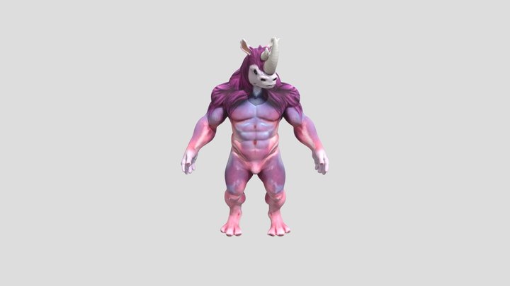 humanoid an "anthropomorphic rhinoceros” 3D Model