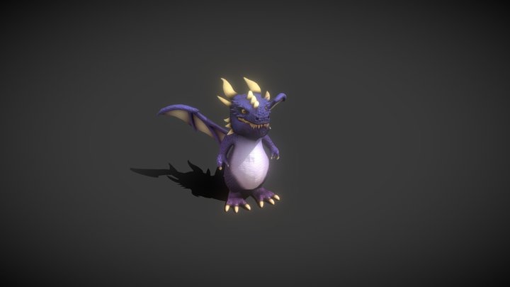 Cartoon Purple Dragon Rigged Low-poly 3D Model 3D Model