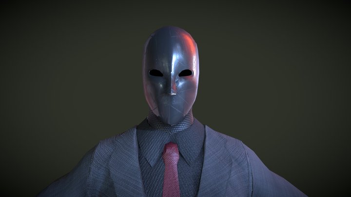 Masked Character in Suit 3D Model
