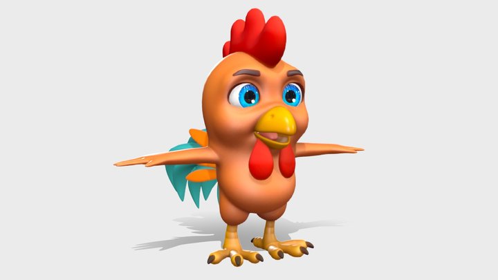Cartoon Rooster 3D Model
