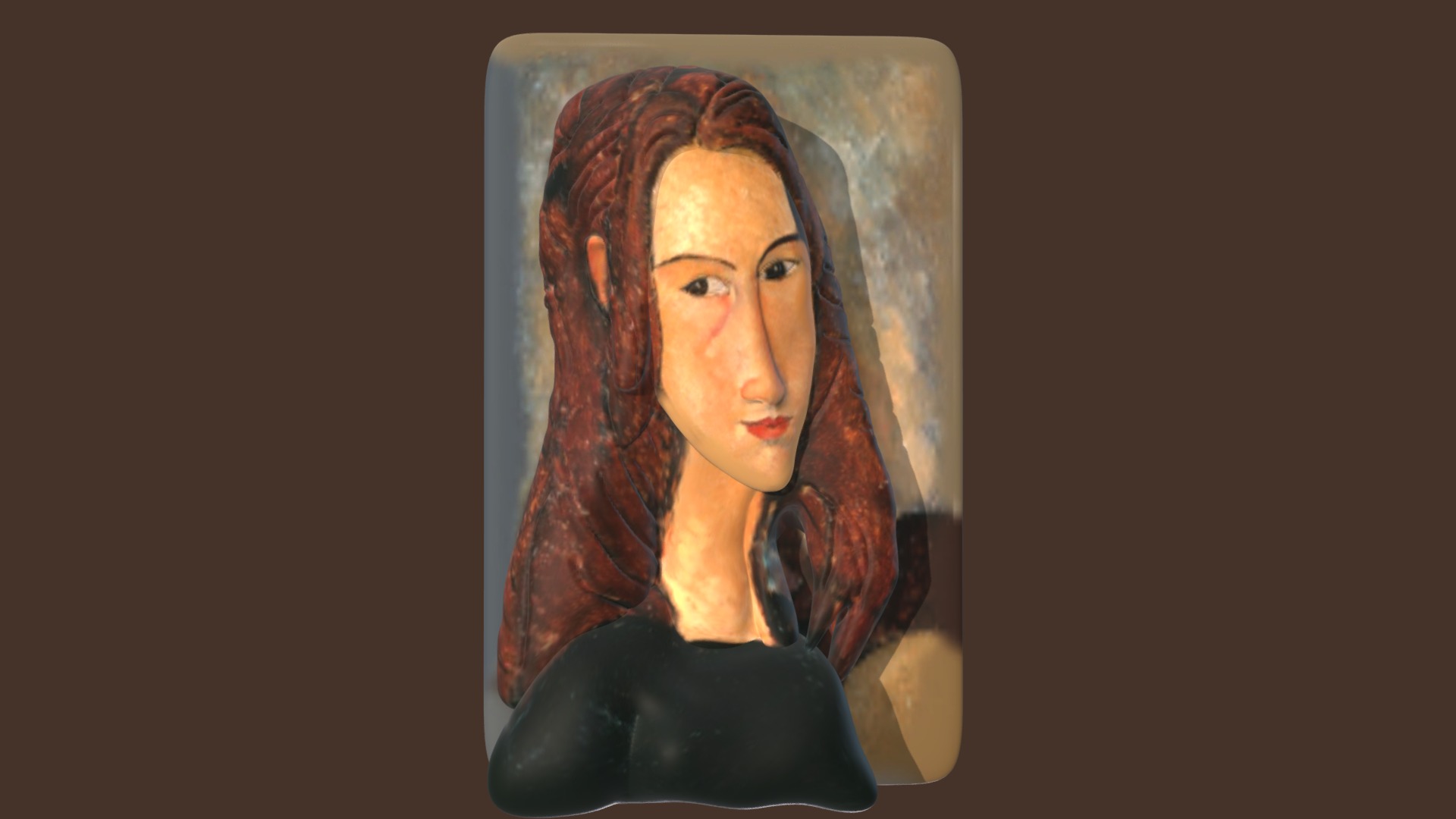 3D model Modigliani – Ritratto di Jeanne Hébuterne - This is a 3D model of the Modigliani - Ritratto di Jeanne Hébuterne. The 3D model is about a person wearing a mask.