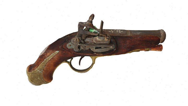 Pistola d’avantcàrrega de pedra foguera, c.1700 3D Model